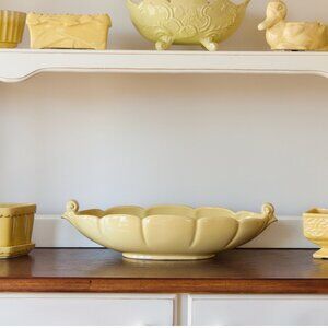 Abingdon - Yellow Console Bowl in Fern Leaf Pattern